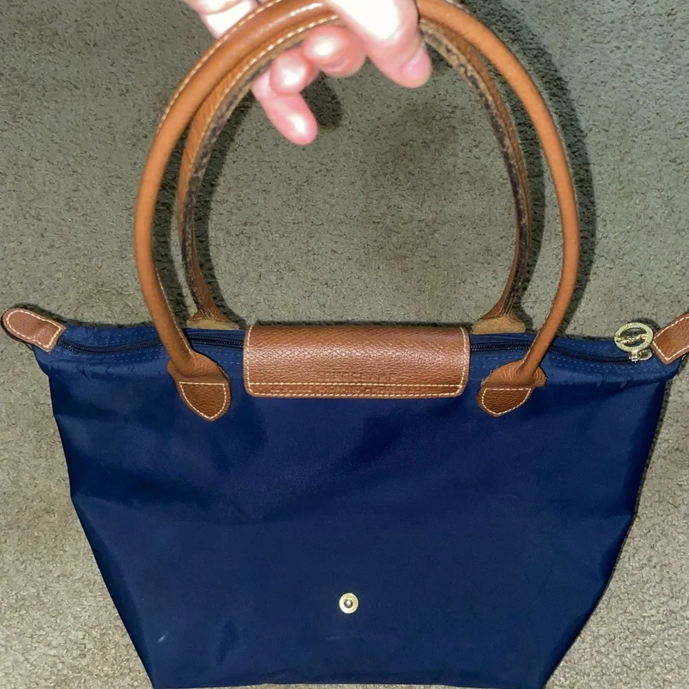 Longchamp Navy and Brown Le Pliage Tote size small - Picture 4 of 10